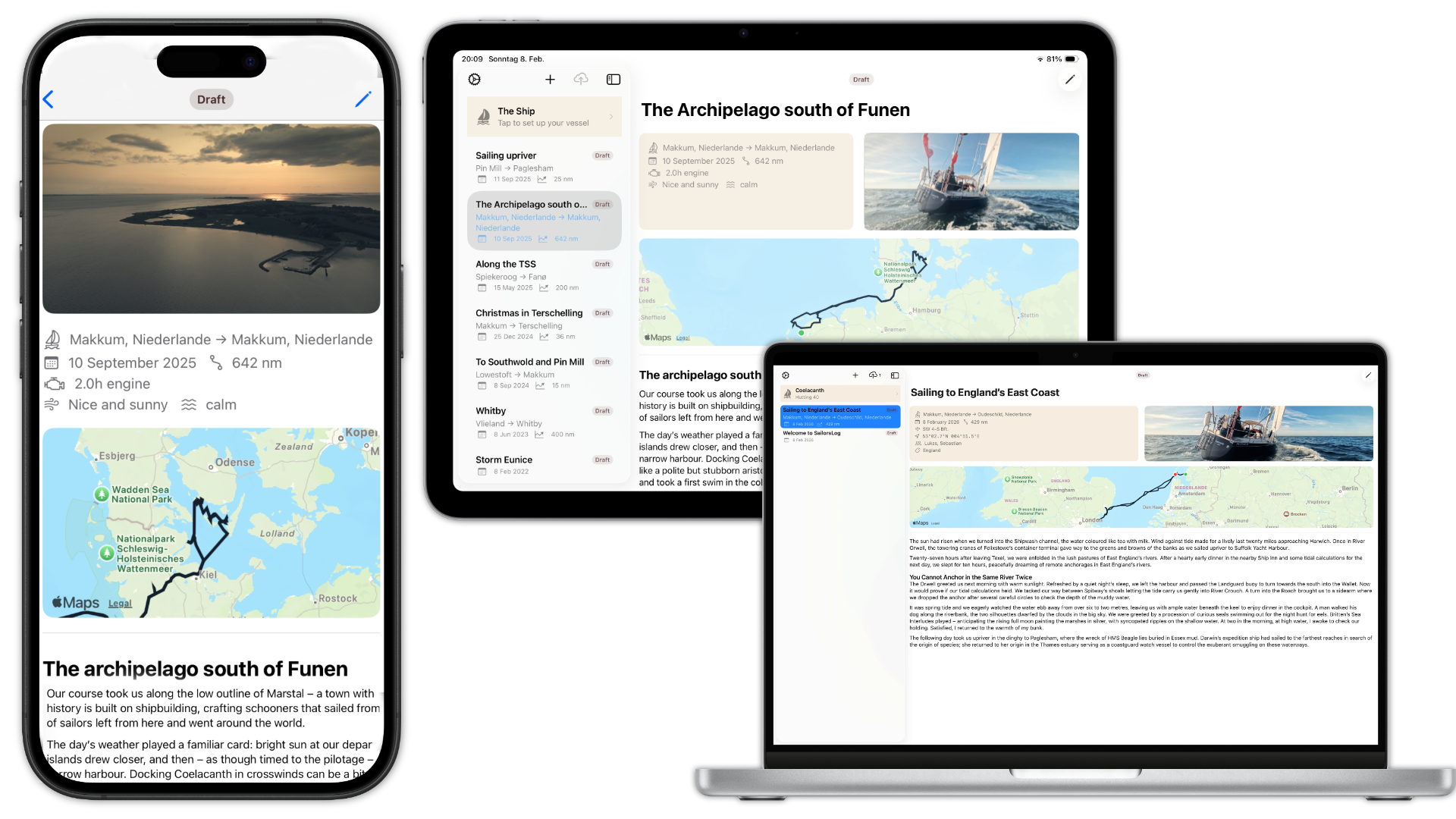 SailorsLog on iPhone, iPad, and Mac